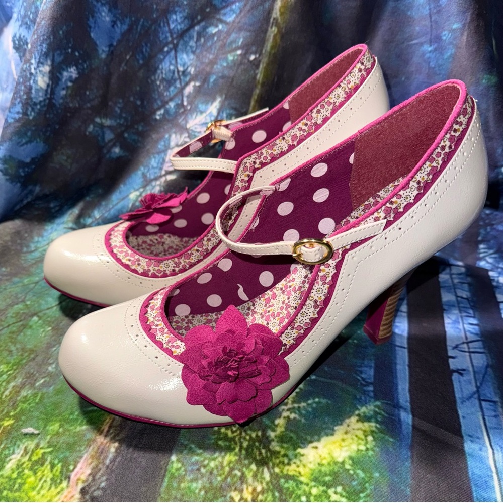 Ruby Shoo Cream and Pink Floral Heels - Picture 4 of 6